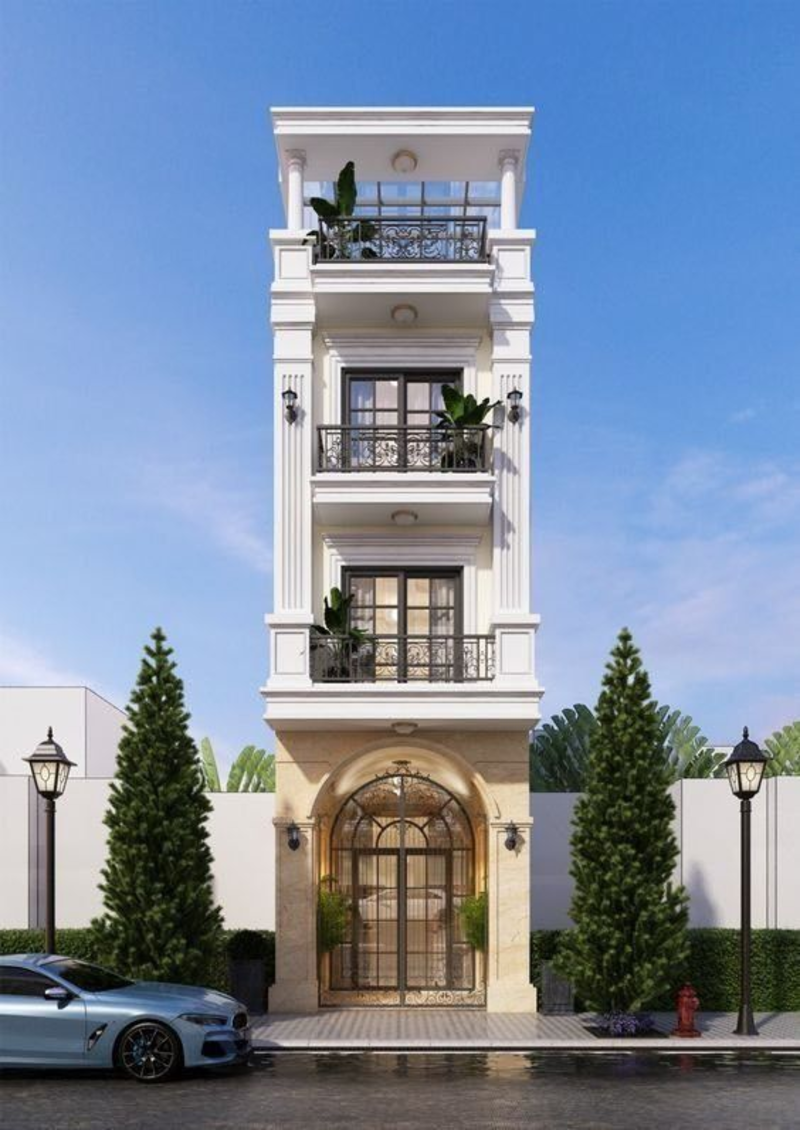 Mẫu nhà ống 4 tầng đẹp, hiện đại, tiện nghi cho cả sinh hoạt và kinh doanh