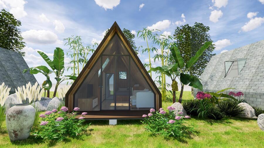 Mẫu nhà lắp ghép bungalow đẹp, phù hợp với các khu sinh thái, nghỉ dưỡng
