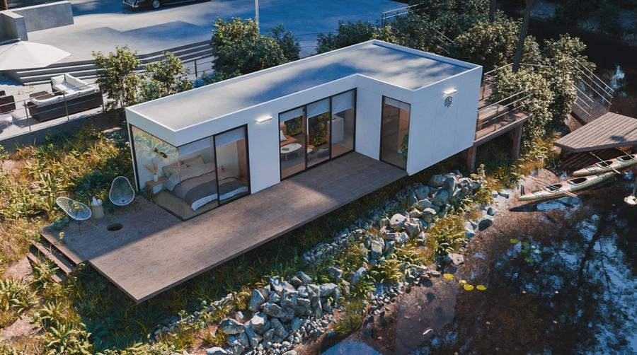 Mẫu nhà lắp ghép chữ L hiện đại, tối ưu diện tích