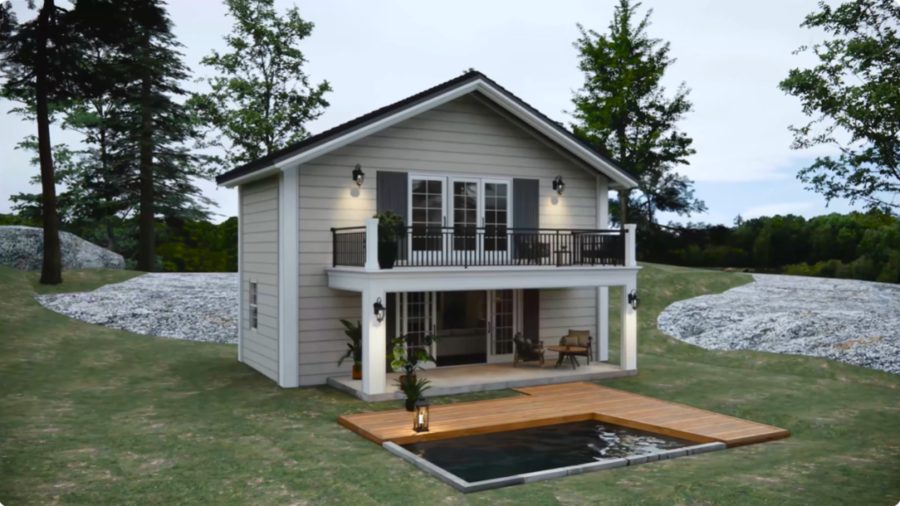 Mẫu nhà lắp ghép kiểu villa hiện đại, phù hợp nghỉ dưỡng cuối tuần