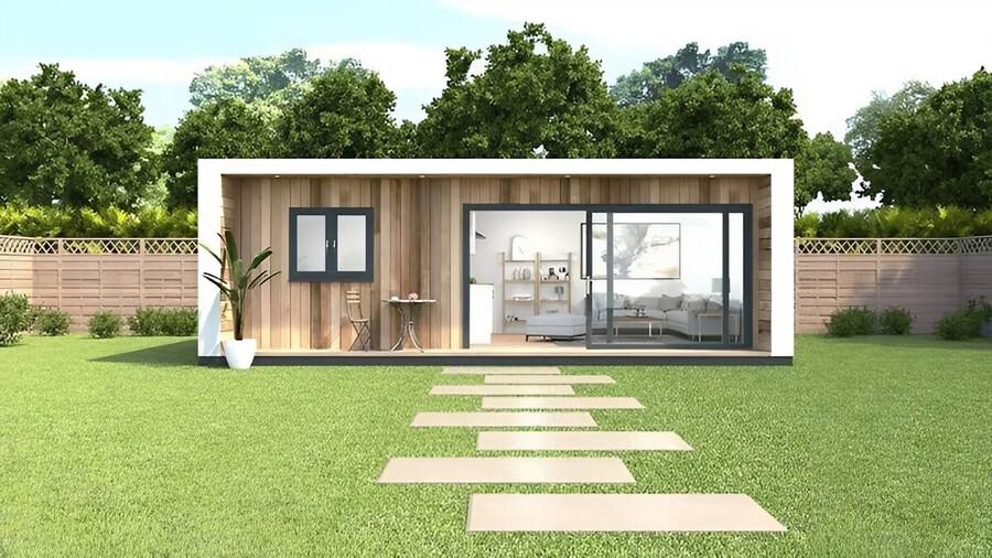 Mẫu nhà lắp ghép có sân vườn thoáng mát, hài hoà và gần gũi với thiên nhiên