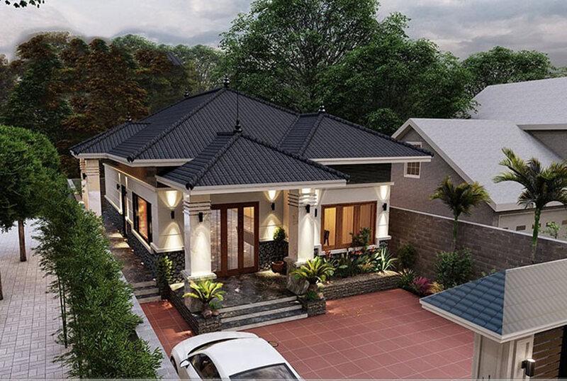 Thiết kế nhà mái Nhật 1 tầng đơn giản, tinh tế nhưng vẫn đáp ứng đầy đủ công năng