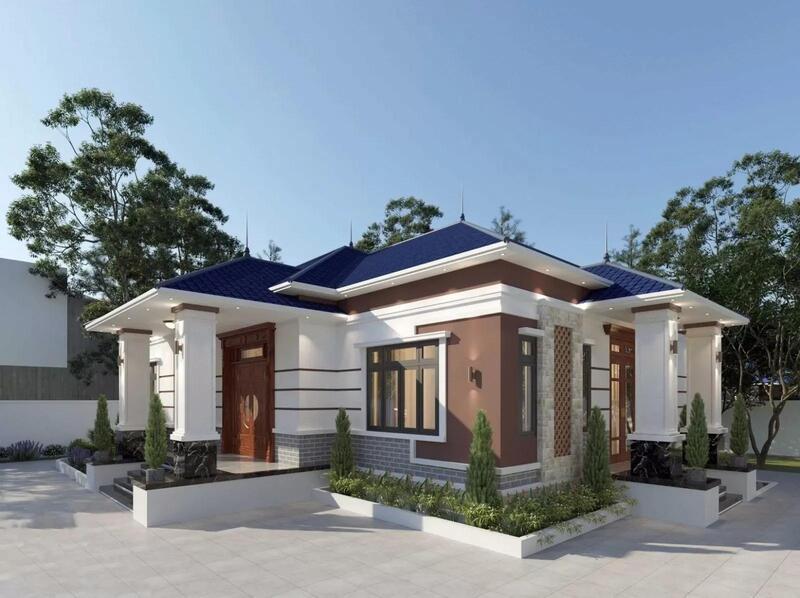 Mẫu nhà mái Nhật 1 tầng 100m2 đẹp, hiện đại