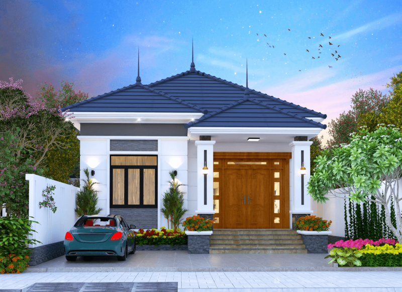 Nhà mái Nhật 1 tầng đẹp có gara hiện đại