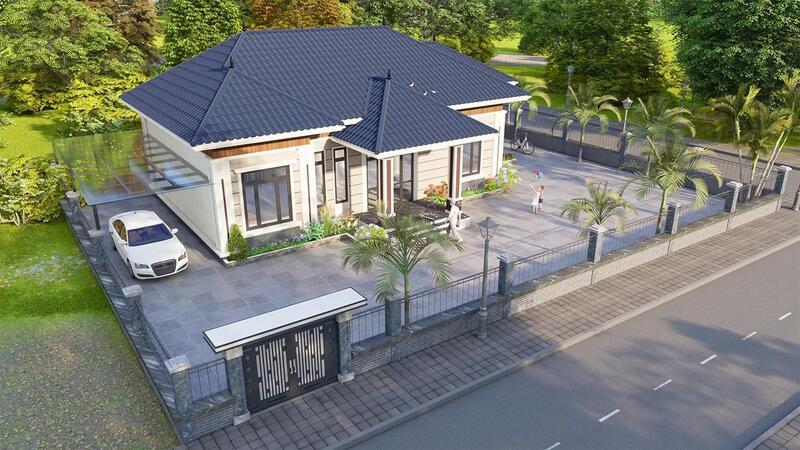 Mẫu nhà cấp 4 nông thôn 250 triệu mái Nhật gần gũi, yên bình