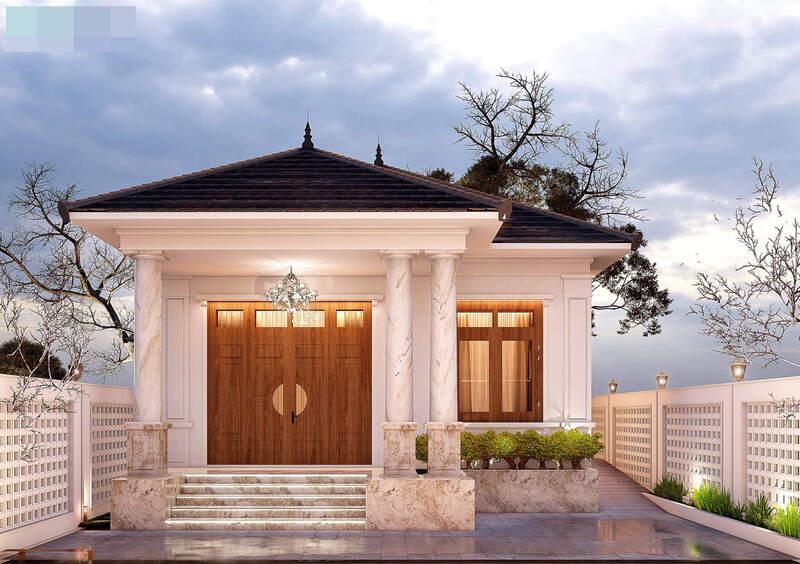 Mẫu nhà mái Nhật 1 tầng phong cách tân cổ điển, sang trọng