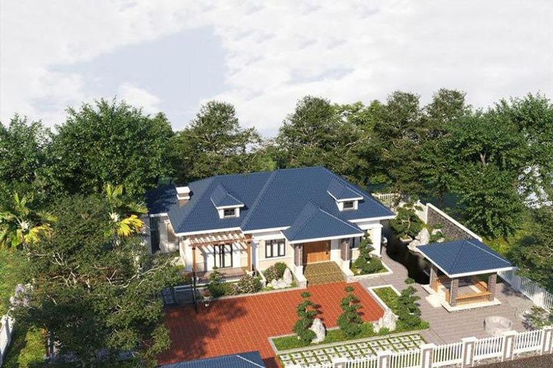 Mẫu biệt thự nhà vườn 1 tầng mái Nhật đẹp, hiện đại, thoáng đãng