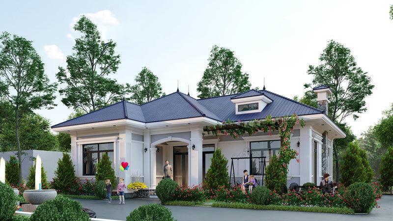 Mẫu nhà mái Nhật 1 tầng đẹp, đơn giản