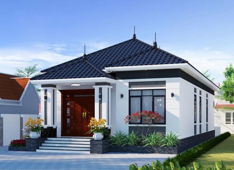 Mẫu nhà mái Nhật 1 tầng hiện đại 