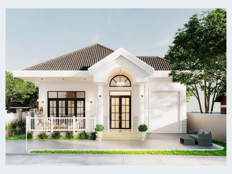 Mẫu nhà mái Nhật 1 tầng nhỏ đẹp, thiết kế tinh tế với gam trắng chủ đạo