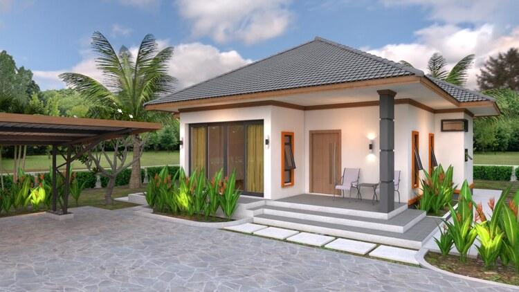 Mẫu nhà mái Nhật cấp 4 giá 500 triệu đẹp với 1 phòng khách và 2 phòng ngủ