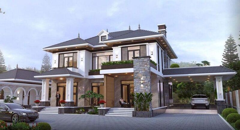 Mẫu biệt thự mái Nhật 2 tầng đẹp, hiện đại, sang trọng