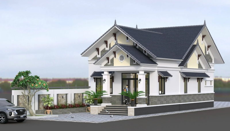 Mẫu nhà cấp 4 3 phòng ngủ 500 triệu thiết kế mái Thái hiện đại giá khoảng 1 tỷ