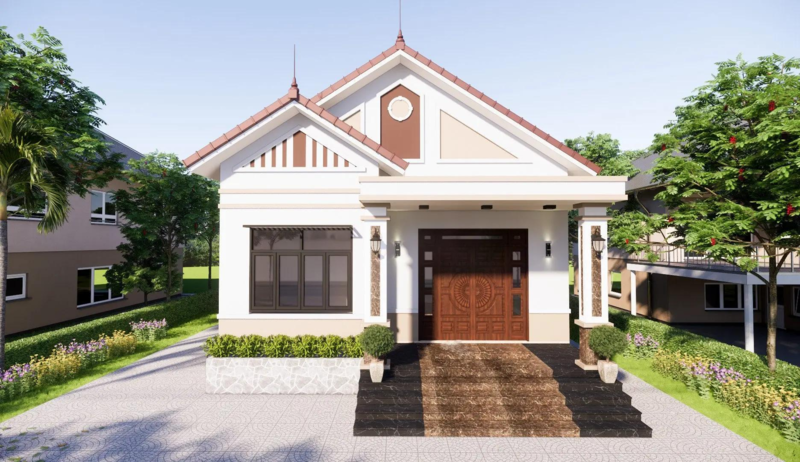 Mẫu nhà cấp 4 mái Thái ở nông thôn đơn giản, giá rẻ, rộng thoáng