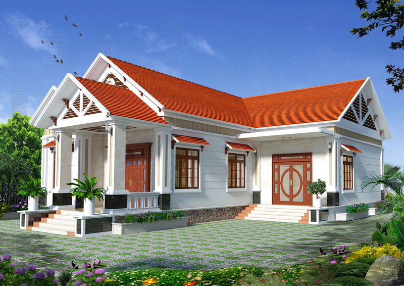 Mẫu nhà mái Thái đẹp với khoảng sân vườn xanh mát, rộng lớn