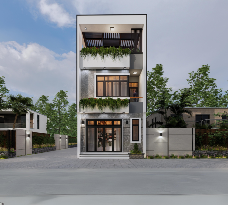 Mẫu nhà ống 3 tầng mái bằng hiện đại, chi phí xây dựng hợp lý