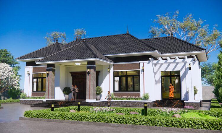 Mẫu nhà mái Nhật có sân vườn đẹp, mang lại cảm giác bình yên, thư giãn