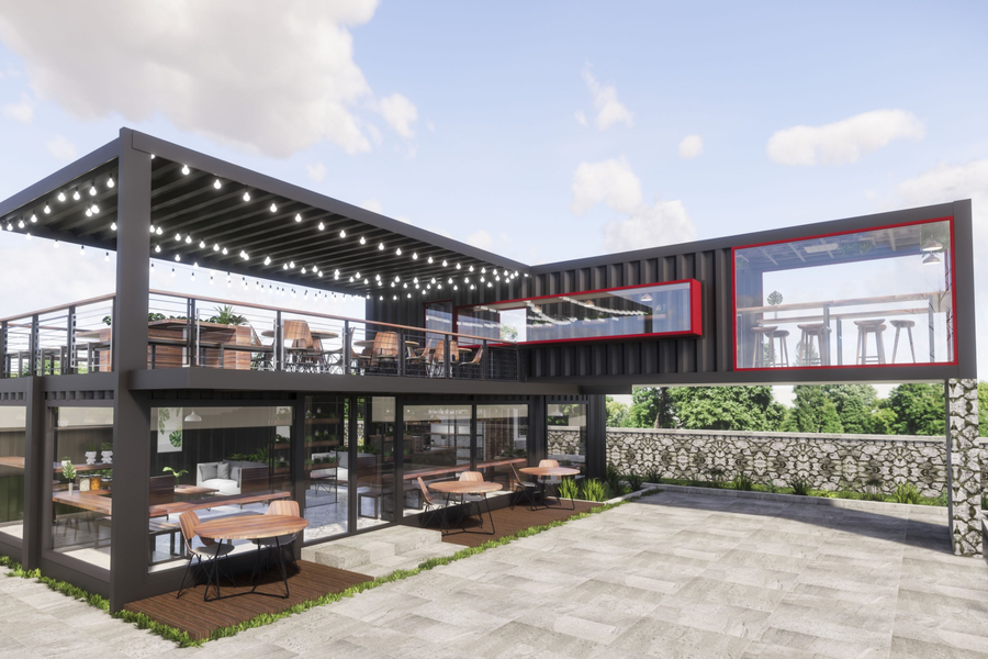 Mẫu quán cafe lắp ghép thông minh, hiện đại, thu hút