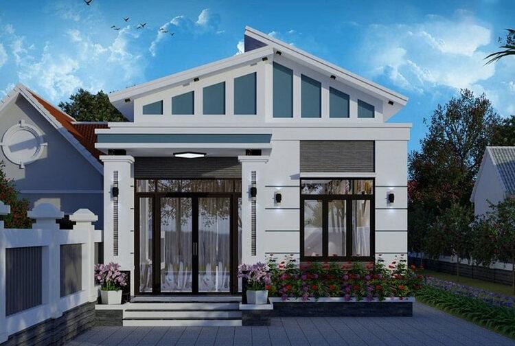 Mẫu nhà cấp 4 500 triệu ở nông thôn thiết kế mái lệch độc đáo, cá tính