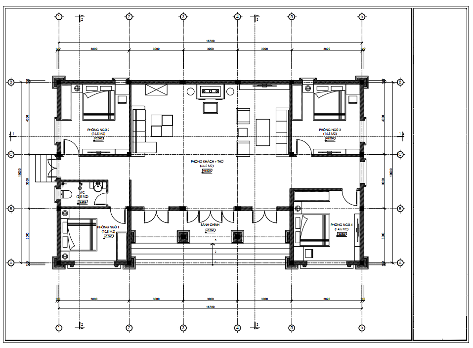 Bản vẽ nhà chữ U cấp 4 đơn giản, bố trí không gian hợp lý, khoa học