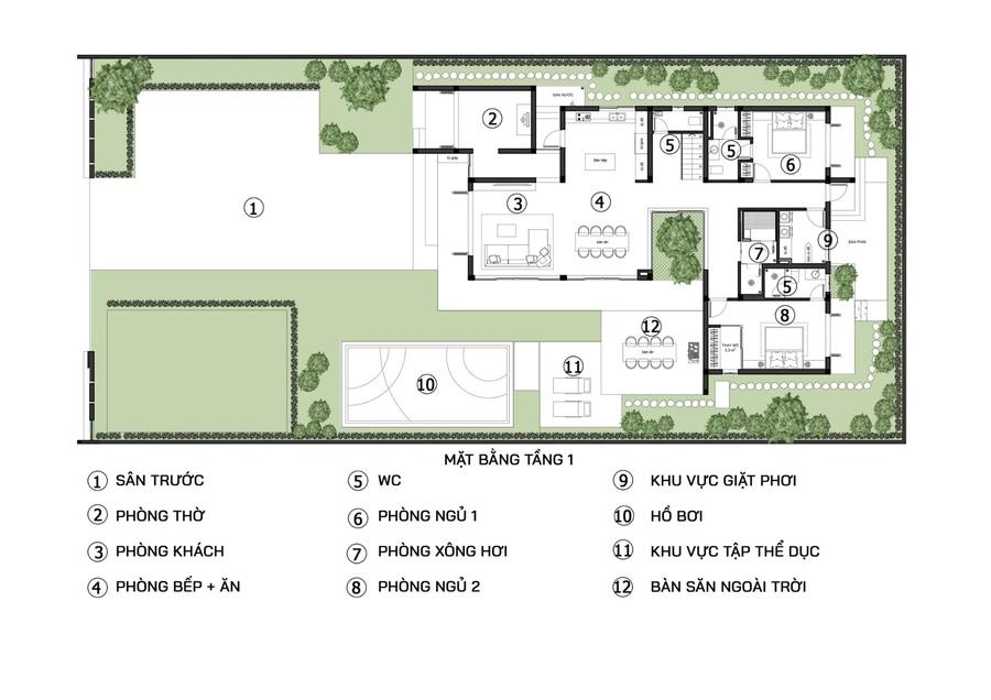 Bản vẽ thiết kế sân vườn với đầy đủ công năng