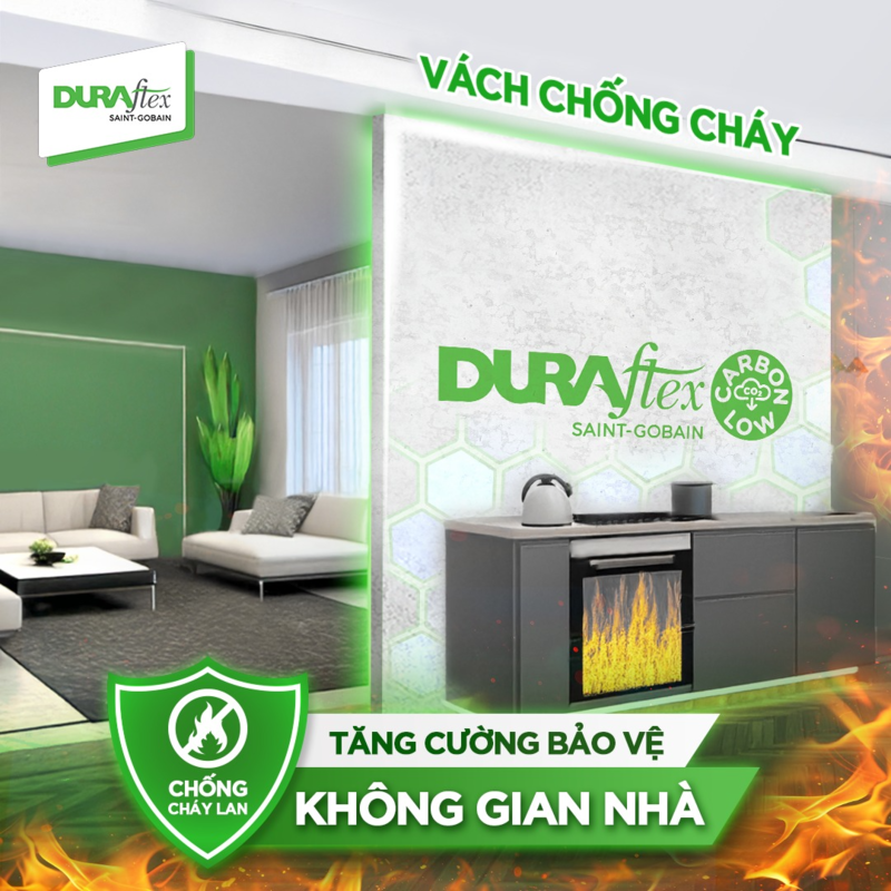 Tấm cemboard dày 16mm có khả năng chống cháy, giúp bảo vệ không gian nhà