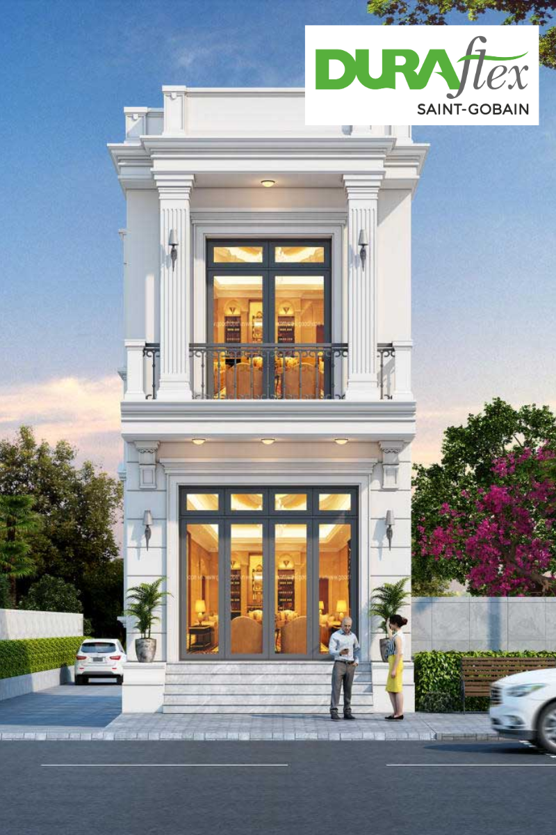 Mẫu mặt tiền nhà ống đẹp tân cổ điển 2 tầng sang trọng, thanh lịch