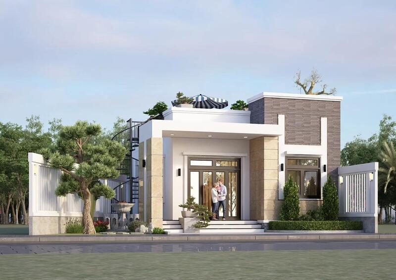 Mẫu nhà cấp 4 giá 500 triệu mái bằng đẹp hiện đại, tối ưu chi phí