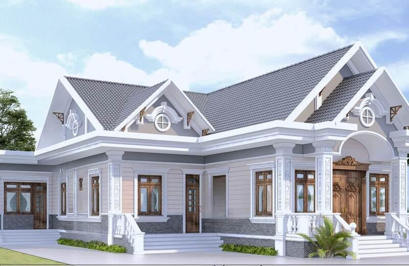 Mẫu nhà cấp 4 mái Thái 8x12m 3 phòng ngủ hài hòa, phù hợp gia đình trẻ 