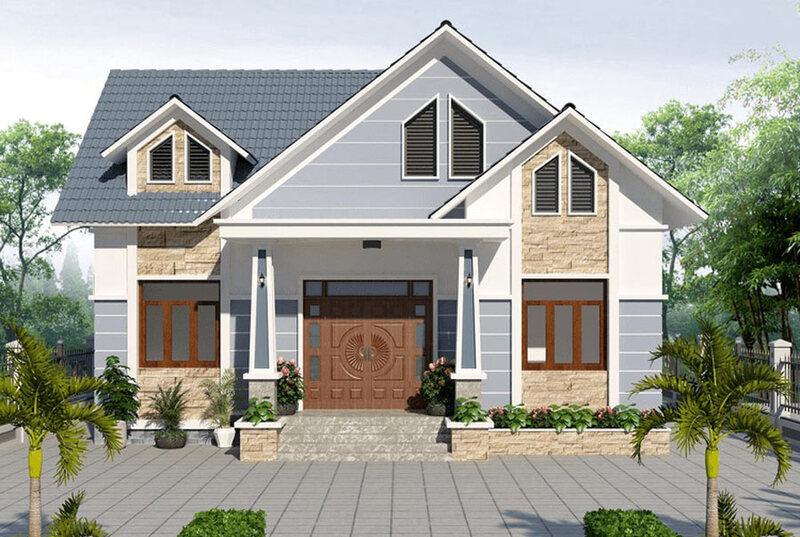 Mẫu nhà cấp 4 mái Thái 8x12m 4 phòng ngủ hài hòa thiên nhiên, dễ ứng dụng