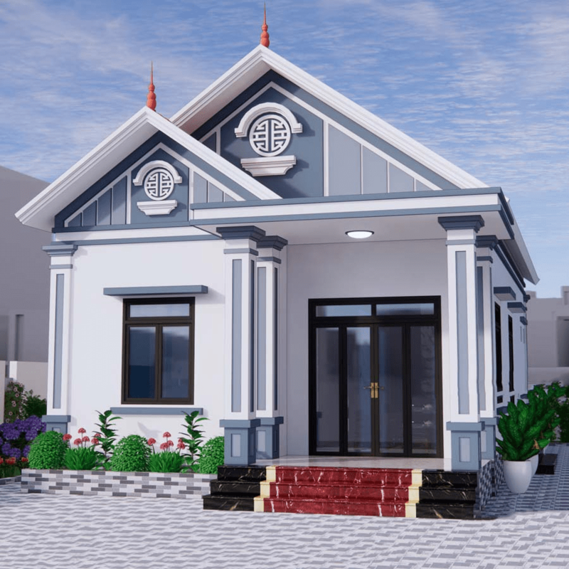 Mẫu nhà cấp 4 mái Thái 8x12m đơn giản, tối ưu công năng