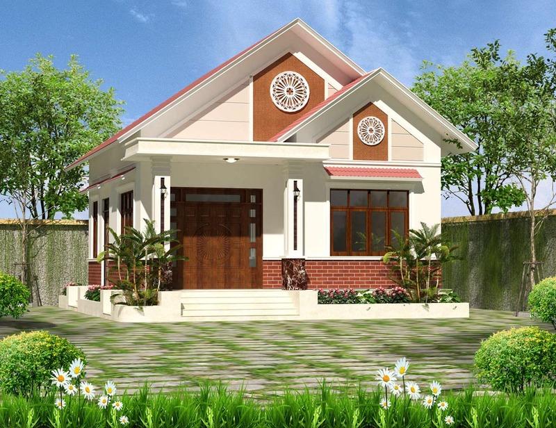 Mẫu nhà cấp 4 mái Thái 8x12m có sân vườn đẹp, gần gũi với thiên nhiên 