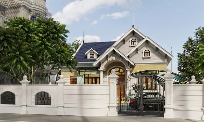 Mẫu nhà cấp 4 mái Thái 8x12m có gara ô tô hiện đại, đẹp mắt