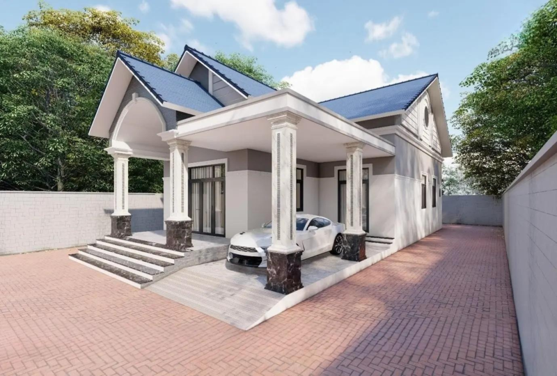 Mẫu nhà cấp 4 mái Thái 8x12m 1 phòng thờ đẹp, đơn giản nhưng tiện nghi