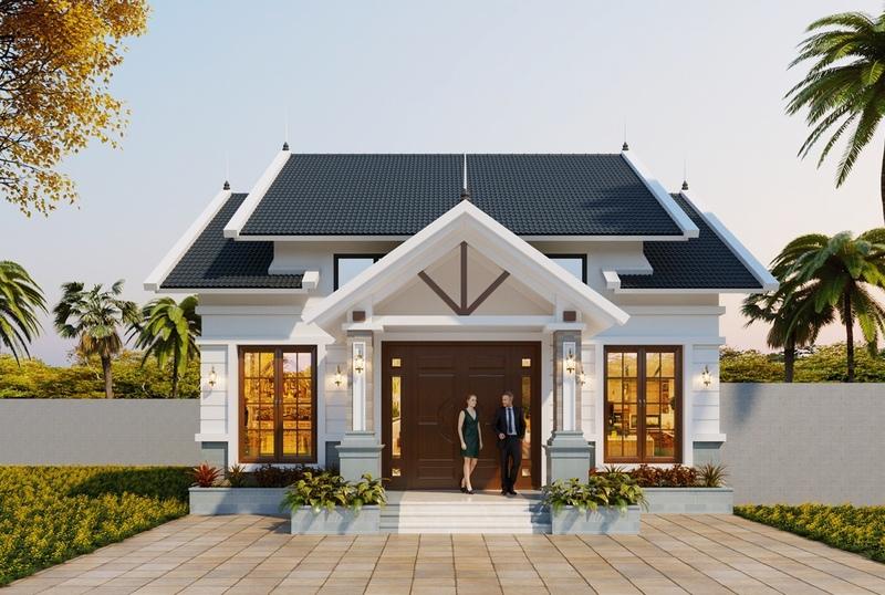 Mẫu nhà cấp 4 mái Thái 8x12m 1 phòng thờ thiết kế tinh tế, hợp phong thủy