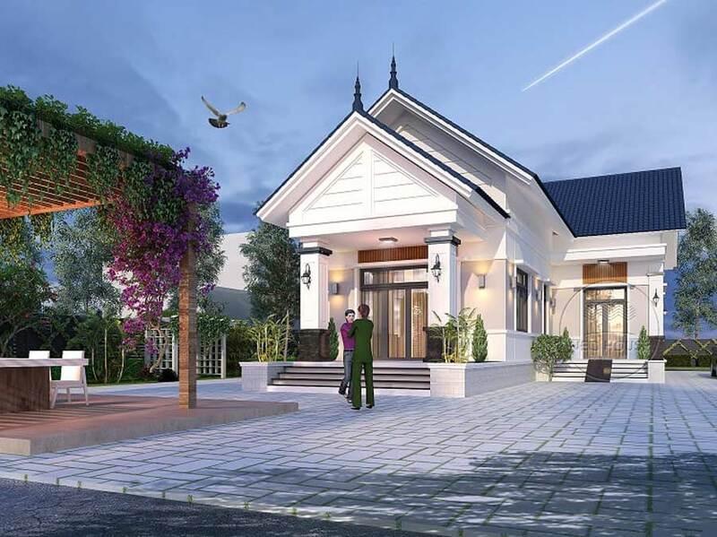 Mẫu nhà cấp 4 mái Thái 8x12m chữ L phù hợp nông thôn lẫn thành thị