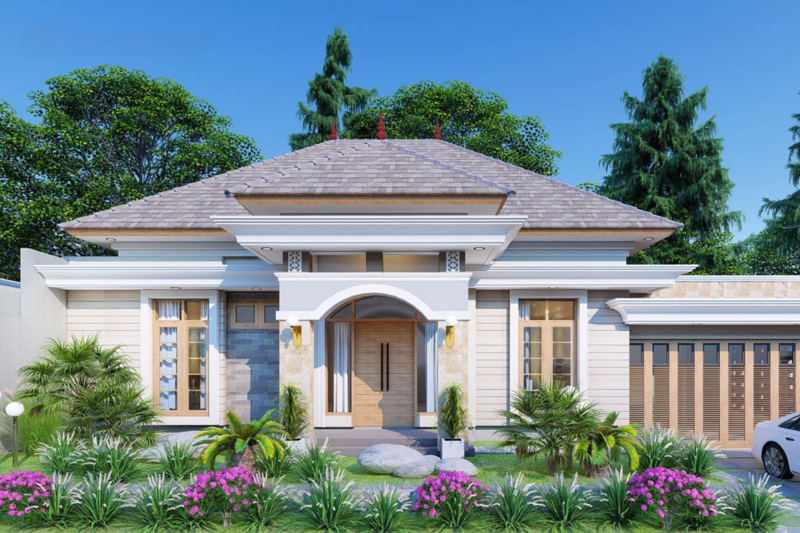 Mẫu nhà cấp 4 mái Thái 8x12m ngang thiết kế thanh lịch, sang trọng