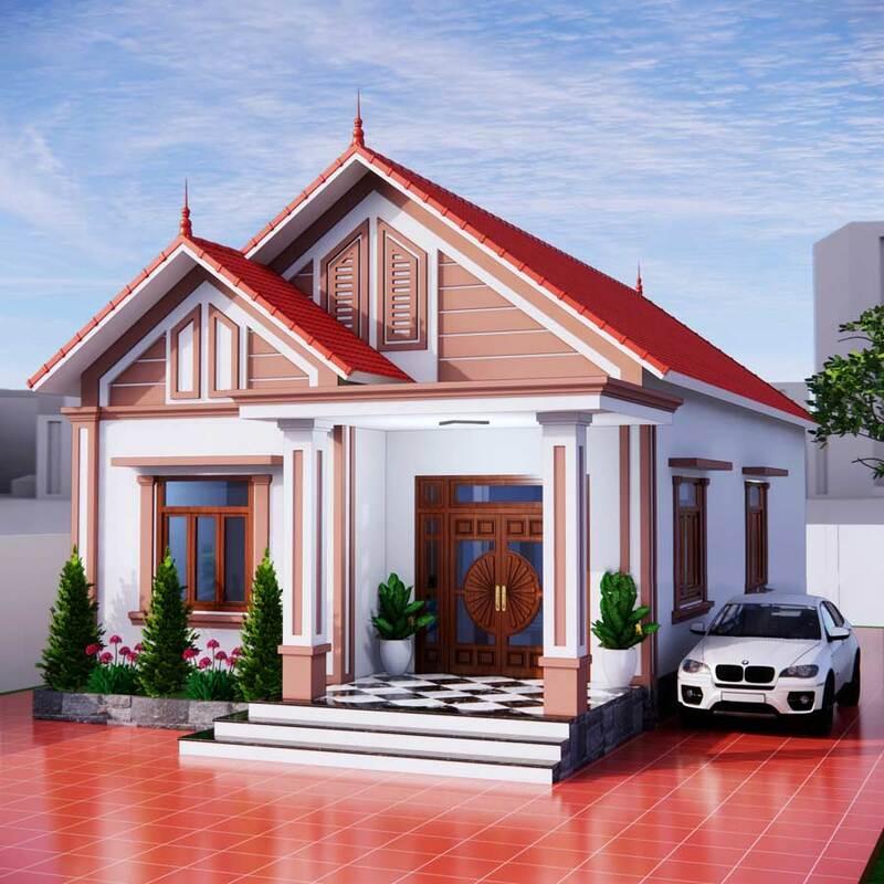 Tham khảo mẫu nhà cấp 4 mái Thái 8x12m thực tế