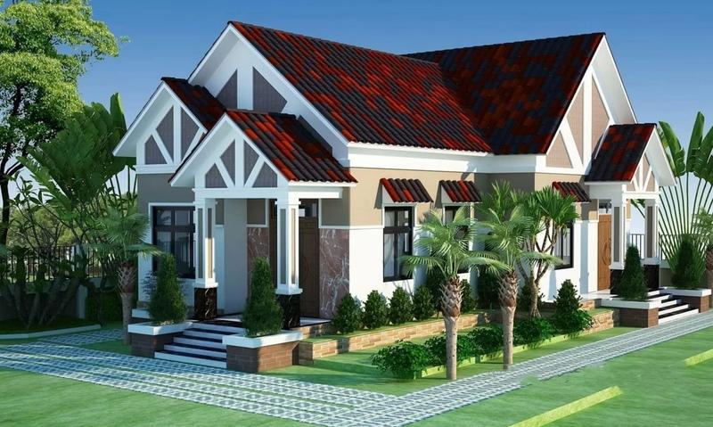Mẫu nhà cấp 4 mái Thái 8x12m ở nông thôn thiết kế gọn gàng, ấm cúng