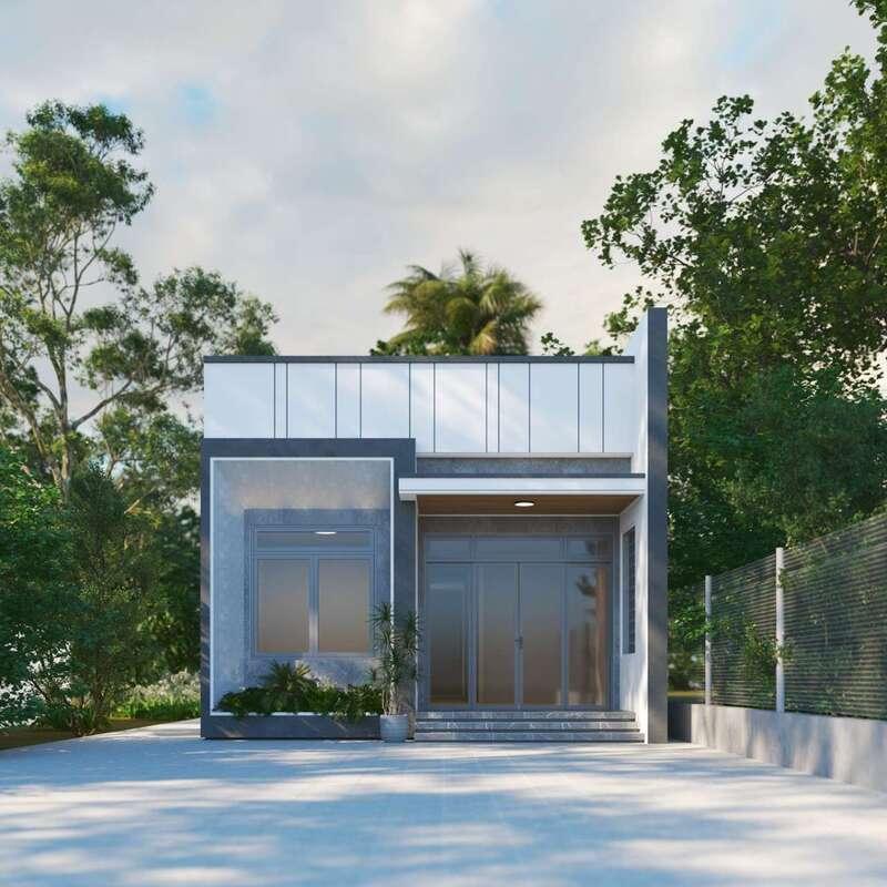 Mẫu nhà cấp 4 2 phòng ngủ đơn giản, phối màu hài hòa và ấm cúng