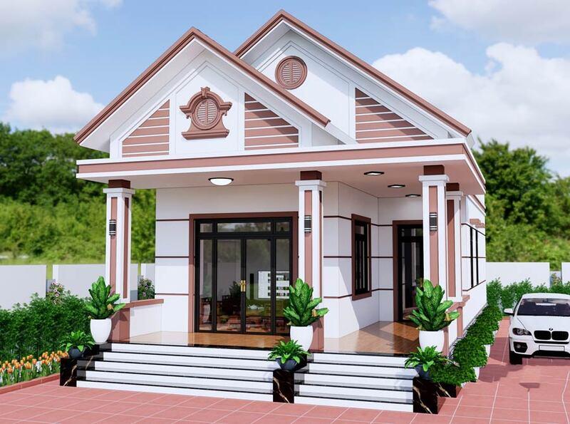 Nhà cấp 4 2 phòng ngủ chữ L có sân vườn xanh mướt, thư thái mỗi ngày