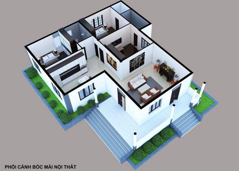 Nhà cấp 4 2 phòng ngủ, 1 phòng thờ bố trí hợp lý, chi phí tiết kiệm