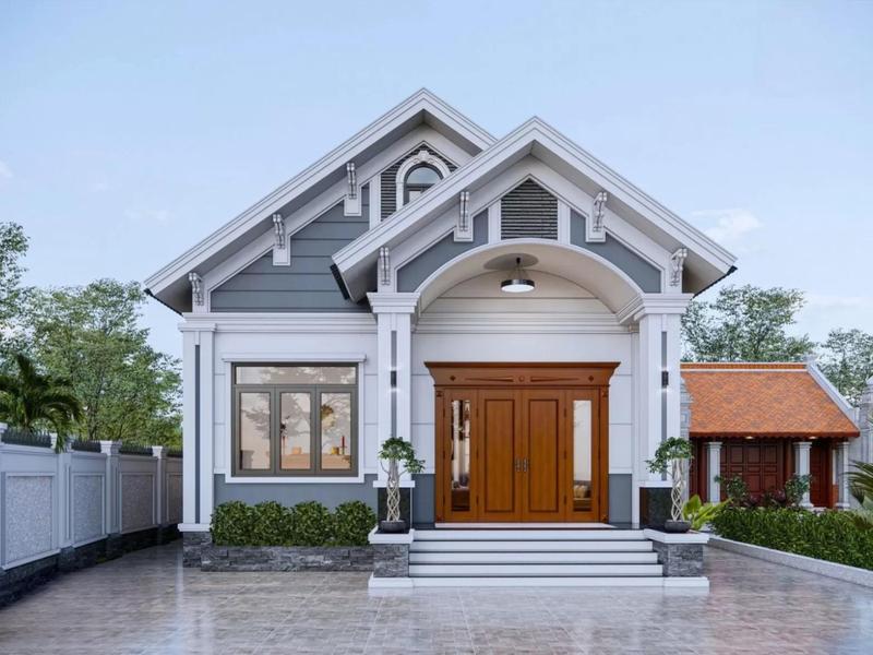 Mẫu nhà cấp 4 mái Thái 5×20 3 phòng ngủ thiết kế thanh lịch, hài hòa với thiên nhiên