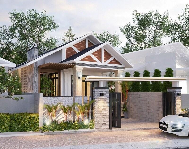 Mẫu nhà cấp 4 mái Thái 5×20 có sân vườn thoáng mát, chuẩn xu hướng 2025