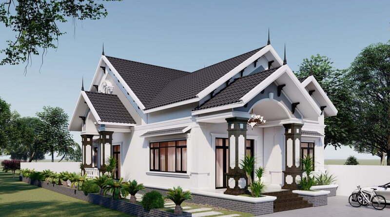 Mẫu nhà vườn cấp 4 mái Thái 5×20 sang trọng, chuẩn không gian sống lý tưởng