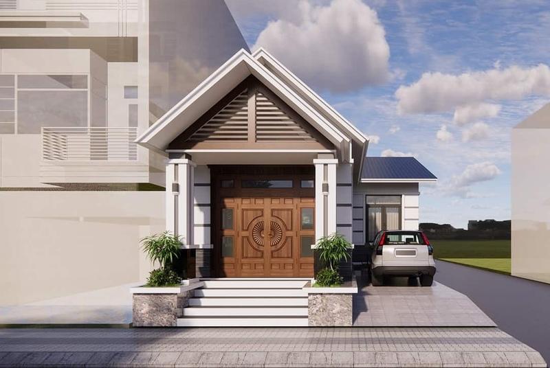 Mẫu nhà cấp 4 mái Thái 5×20 có gara ô tô tiện nghi, tiết kiệm không gian 