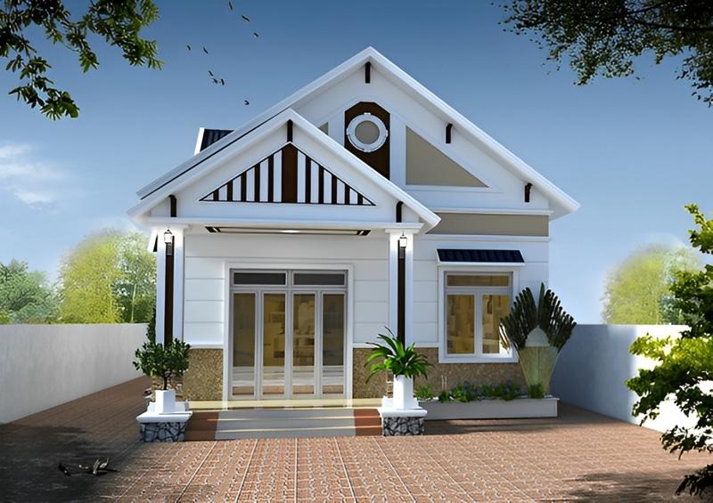 Nhà cấp 4 mái Thái 5x20m chữ L tiện nghi, thiết kế chuẩn gu tối giản