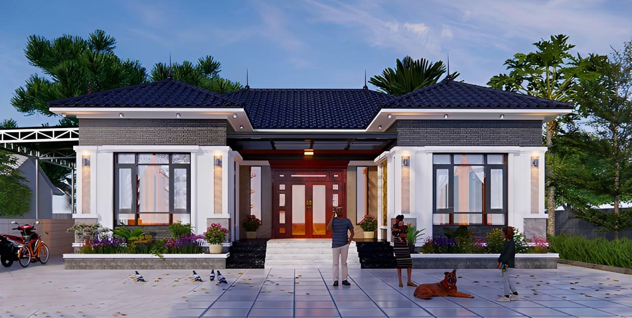 Mẫu nhà chữ U 2 phòng ngủ rộng rãi, thoáng đãng, tối ưu hoá diện tích