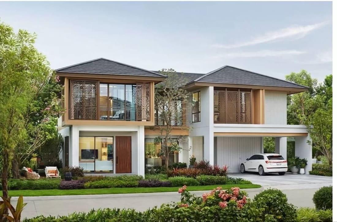 Mẫu nhà chữ U 2 tầng đẹp, hiện đại, thoáng đãng