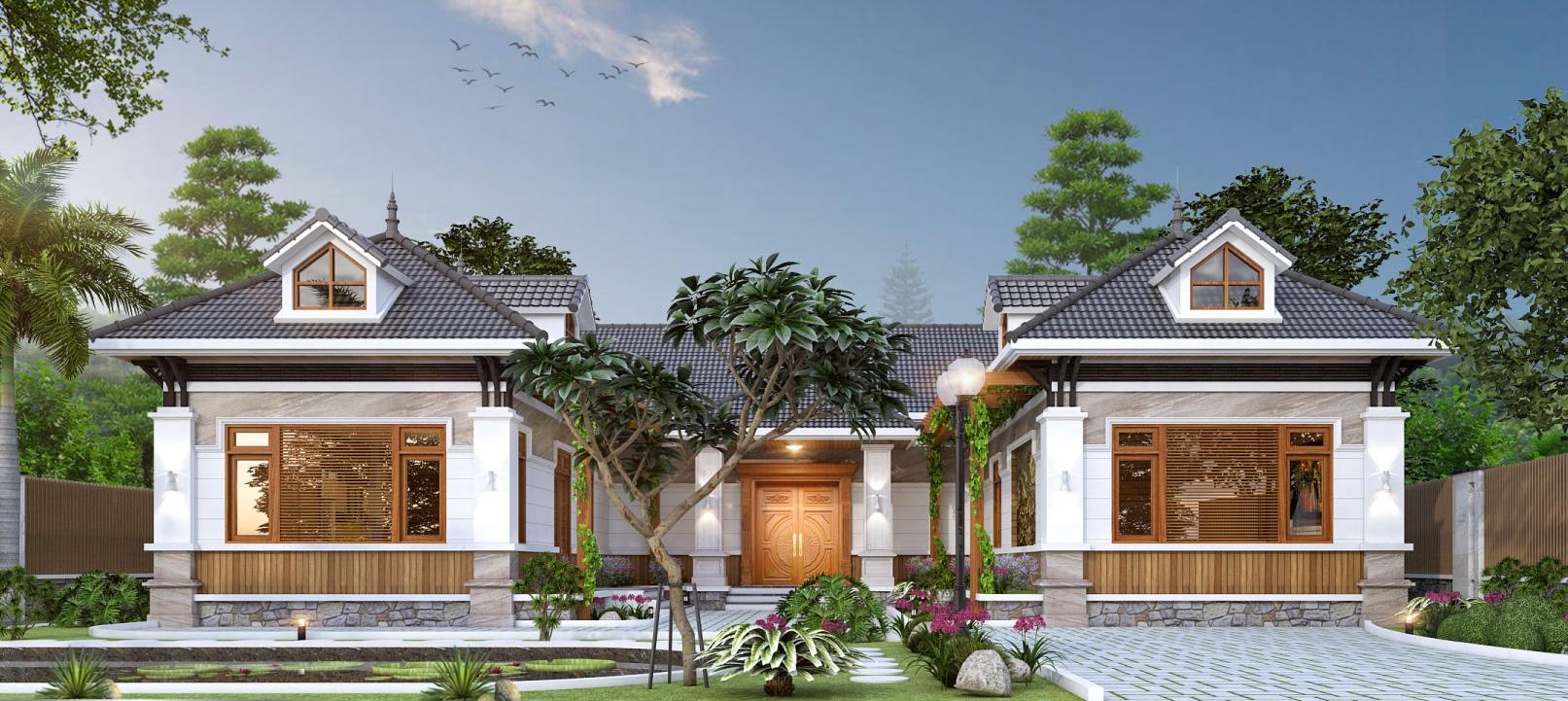 Mẫu nhà chữ U 4 phòng ngủ đẹp tinh tế, cân đối giữa thẩm mỹ và công năng